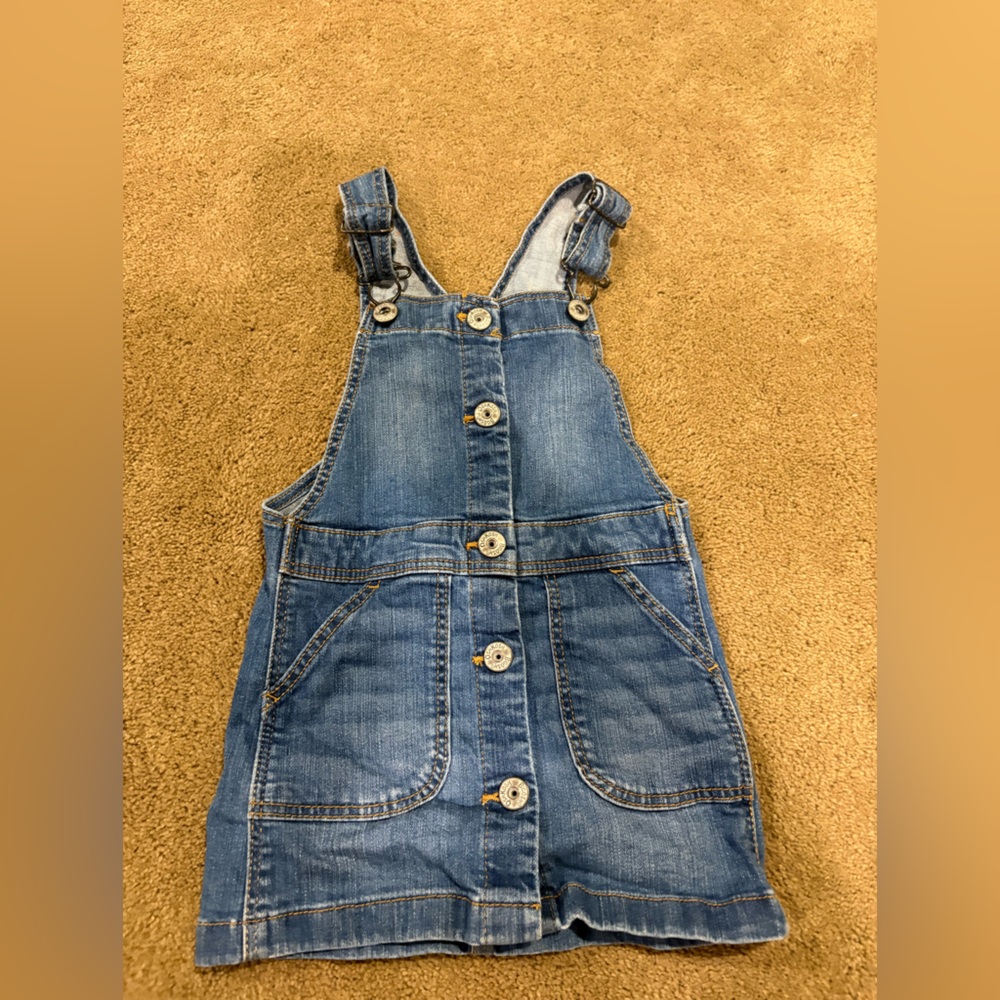 OshKosh B'gosh Blue Denim Overalls with Triangle Logo Patch